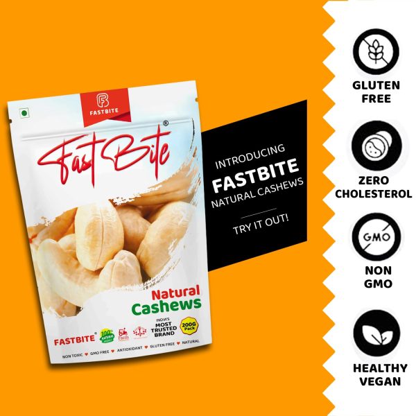 Fastbite Natural Premium Whole Cashews | Whole Crunchy Cashew | Premium Kaju nuts Dry Fruit | Nutritious & Delicious | Gluten Free & Plant-based Protein | Best value pack | Delivery Included (200 gm) - Image 4
