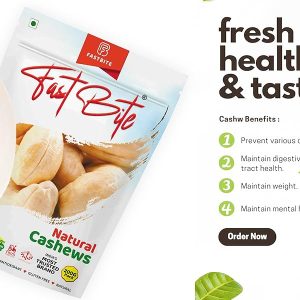 Fastbite Natural Premium Whole Cashews | Whole Crunchy Cashew | Premium Kaju nuts Dry Fruit | Nutritious & Delicious | Gluten Free & Plant-based Protein | Best value pack | 200 gm