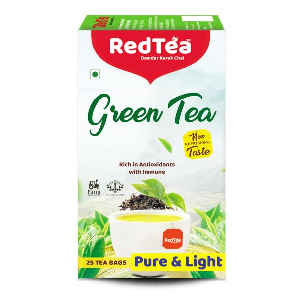 RedTea Premium Pure & Light Flavored Leaf Green Tea, Immune with Added Vitamin | Green Tea Box (25 Bags) - Image 6