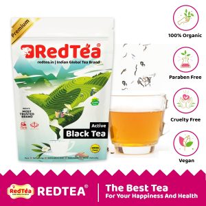 Redtea Active Black Tea with Roasted Darjeeling Loose Leaf | Pure, Refreshing, Antioxidant-Rich, The Perfect Daily Detox Naturally | 200gm