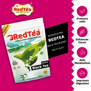 Redtea Active Black Tea with Roasted Darjeeling Loose Leaf | Pure, Refreshing, Antioxidant-Rich, The Perfect Daily Detox Naturally | 200gm