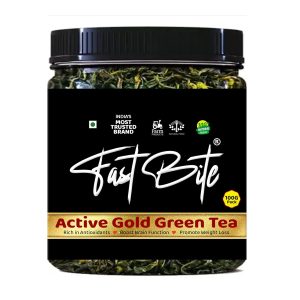 Fastbite Active Gold Loose Leaf Green Tea - 100g Jar | Rich in Antioxidants | Refreshing & Energizing