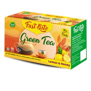 FastBite Premium Lemon & Honey Flavored Leaf Green Tea, Immune with Added Vitamin C | Green Tea Box (25 Bags)