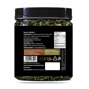 Fastbite Active Gold Loose Leaf Green Tea - 100g Jar | Rich in Antioxidants | Refreshing & Energizing