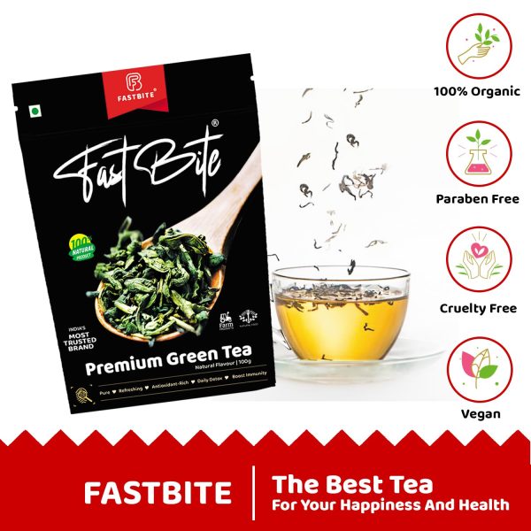 Fastbite Premium Green Tea Loose Leaf | Pure, Refreshing, Antioxidant-Rich, The Perfect Daily Detox Naturally | 100 gm - Image 2