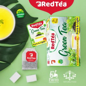 RedTea Premium Pure & Light Flavored Leaf Green Tea, Immune with Added Vitamin | Green Tea Box (25 Bags)