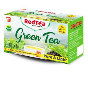 RedTea Premium Pure & Light Flavored Leaf Green Tea, Immune with Added Vitamin | Green Tea Box (25 Bags)