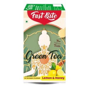 FastBite Premium Lemon & Honey Flavored Leaf Green Tea, Immune with Added Vitamin C | Green Tea Box (25 Bags)