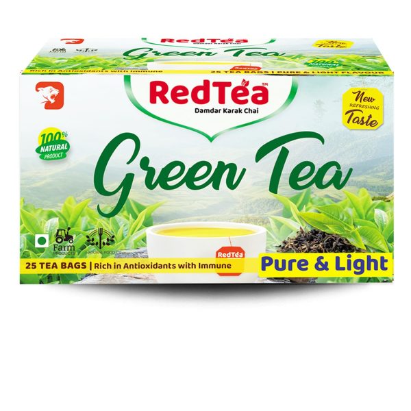 RedTea Premium Pure & Light Flavored Leaf Green Tea, Immune with Added Vitamin | Green Tea Box (25 Bags) - Image 9