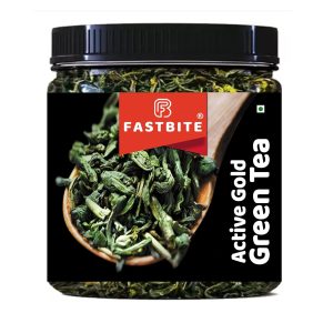 Fastbite Active Gold Loose Leaf Green Tea - 100g Jar | Rich in Antioxidants | Refreshing & Energizing