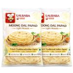Lalbaba Handmade Moong Dal Special Light Masala Papad Combo (400 x 2) gm | 7-Inch Traditional Indian Papad | No Preservatives